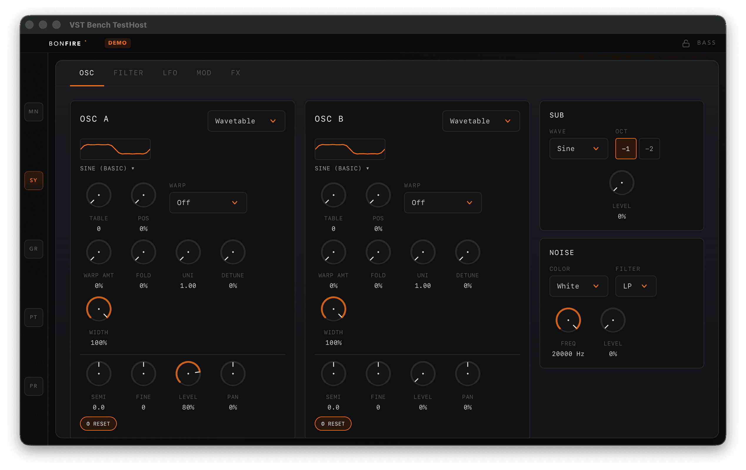 Bonfire Bass — Oscillator Section